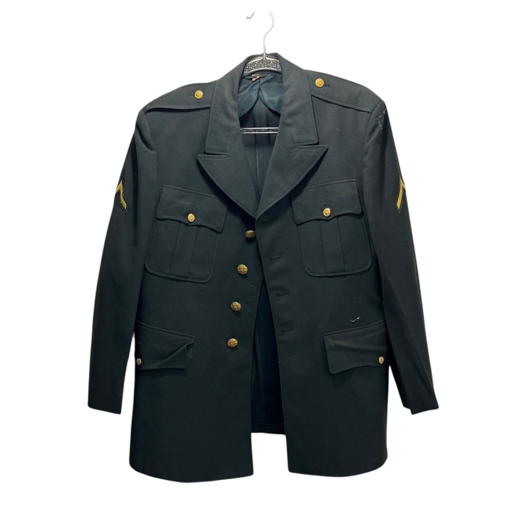 Vintage 1959 US Army Green 41 Wool Serge Dress Coat Jacket 41S De Rossi & Son Co